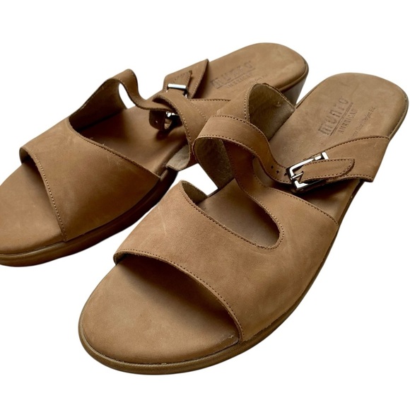 Munro American Sierra Tan Nubuck Leather Comfort Wedge Sandals Size 9 M - Picture 3 of 13